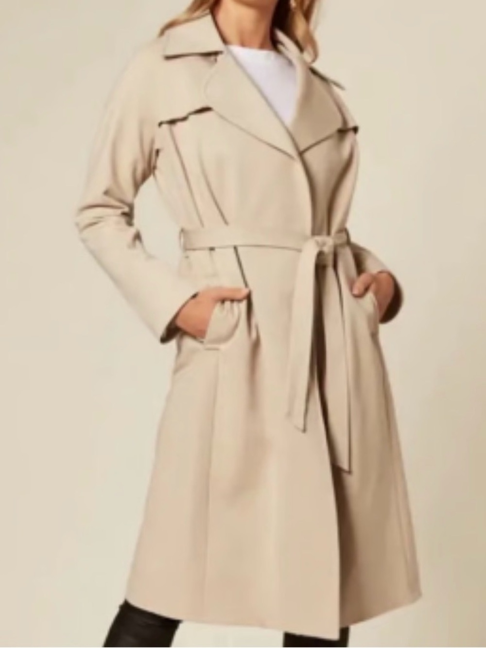 Tahari Belted Beige Trench Coat